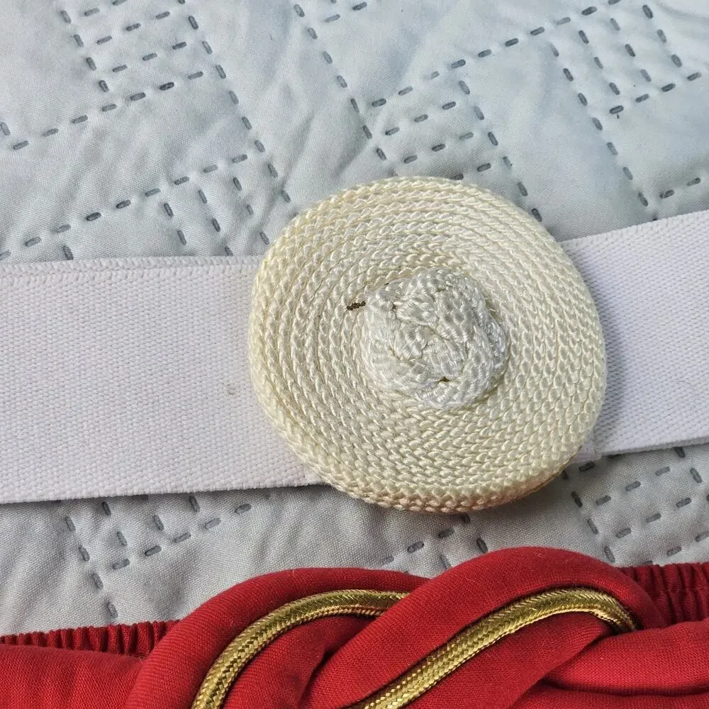 Vintage 80s Rope Elastic Stretch Belts With Buckle Lot Of 3 Polka Dot Wide